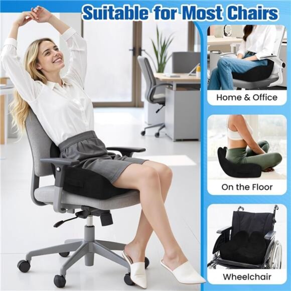 Memory Foam Office Chair Cushion Tailbone Hip Sciatica Pain Relief Seat Pad - Picture 7 of 8